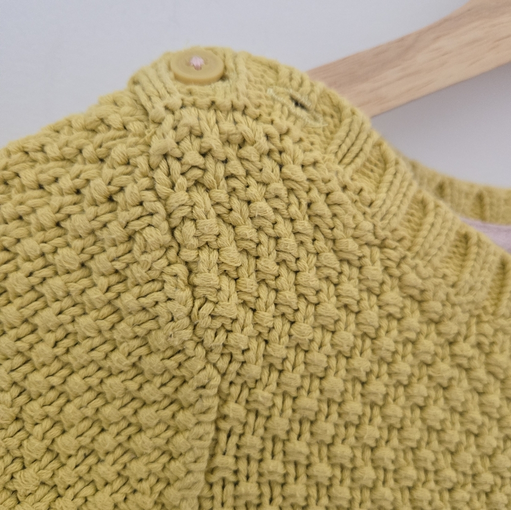 Mini Boden Long Sleeve Yellow Boatneck Cable Knit Sweater - Picture 4 of 5